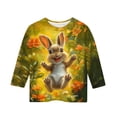 thumbnail image 5 of PWPSG Kids Easter Shirts 2026 Cute Rabbit Bunny Print Pullovers 3/4 Sleeve Crewneck Blouses Lightweight Summer Casual Shirts Funny Egg Graphic Tees for Girl Multicolor 9-10 Years, 5 of 6