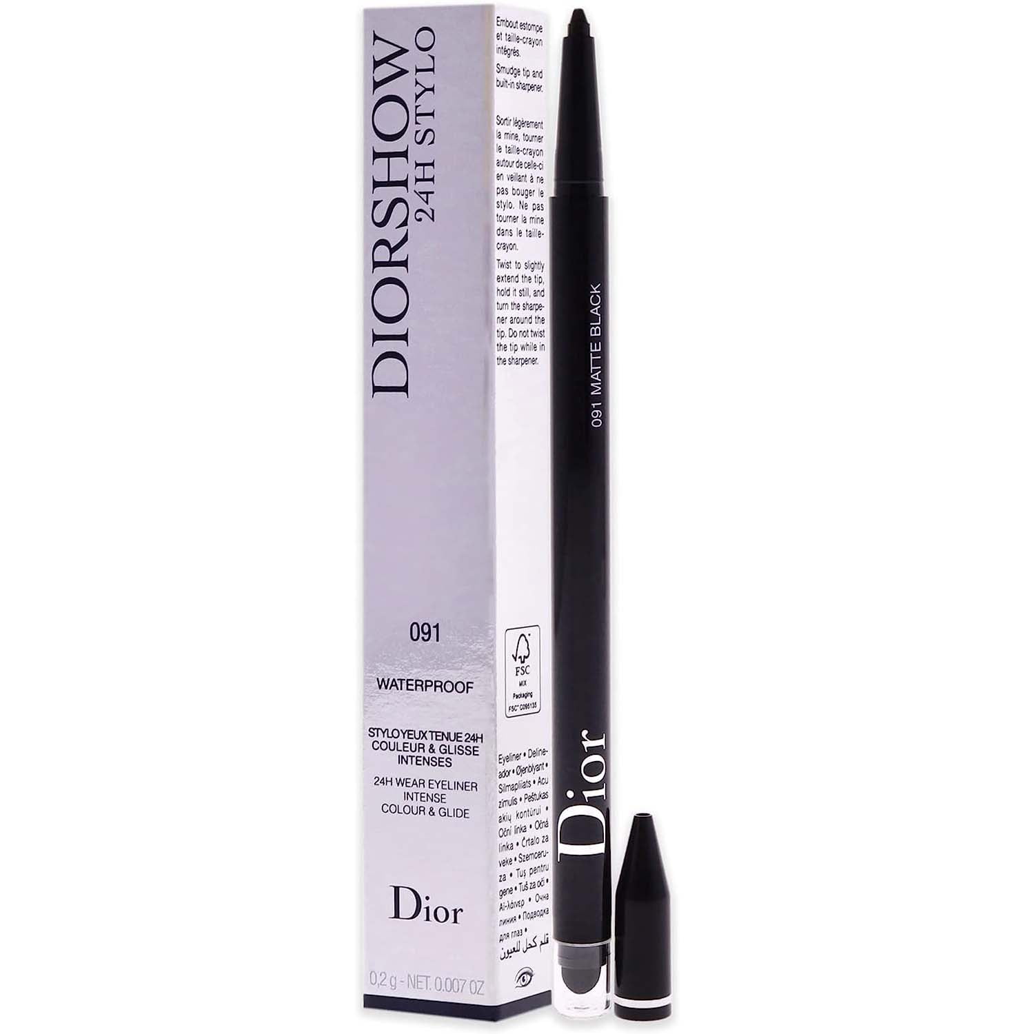 Christian Dior Diorshow 24H Stylo Waterproof Eyeliner 091 Matte Black, 0.2 g / 0.007 fl. oz