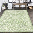 thumbnail image 4 of MORI SMB104F-5 Malta Bohemian Medallion Textured Weave Indoor Outdoor Area Rug, Coastal Traditional Transitional Easy Cleaning,Bedroom,Kitchen,Backyard,Patio,Non Shedding, 5 X 8, Cream/Green, 4 of 6