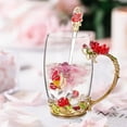 thumbnail image 1 of Enamel Flower Glass Coffee Mug with Spoon Romantic Valentine's Day Gift for Women, 1 of 9