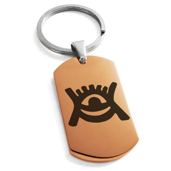 Stainless Steel Aztec Universe Rune Engraved Dog Tag Keychain Keyring