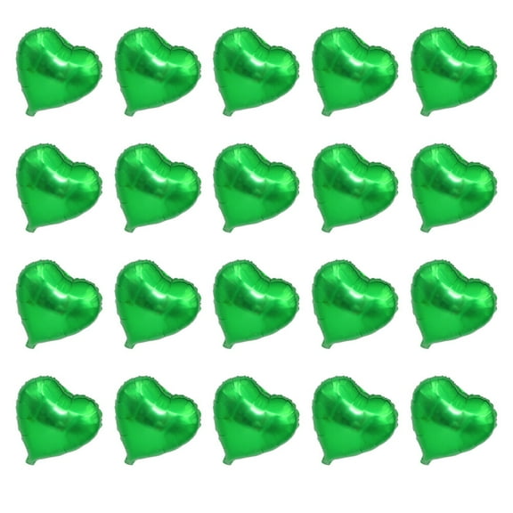 St Patrick's Day Decorate 20Pcs Green Heart Shaped Foil Balloons for Reusable Party