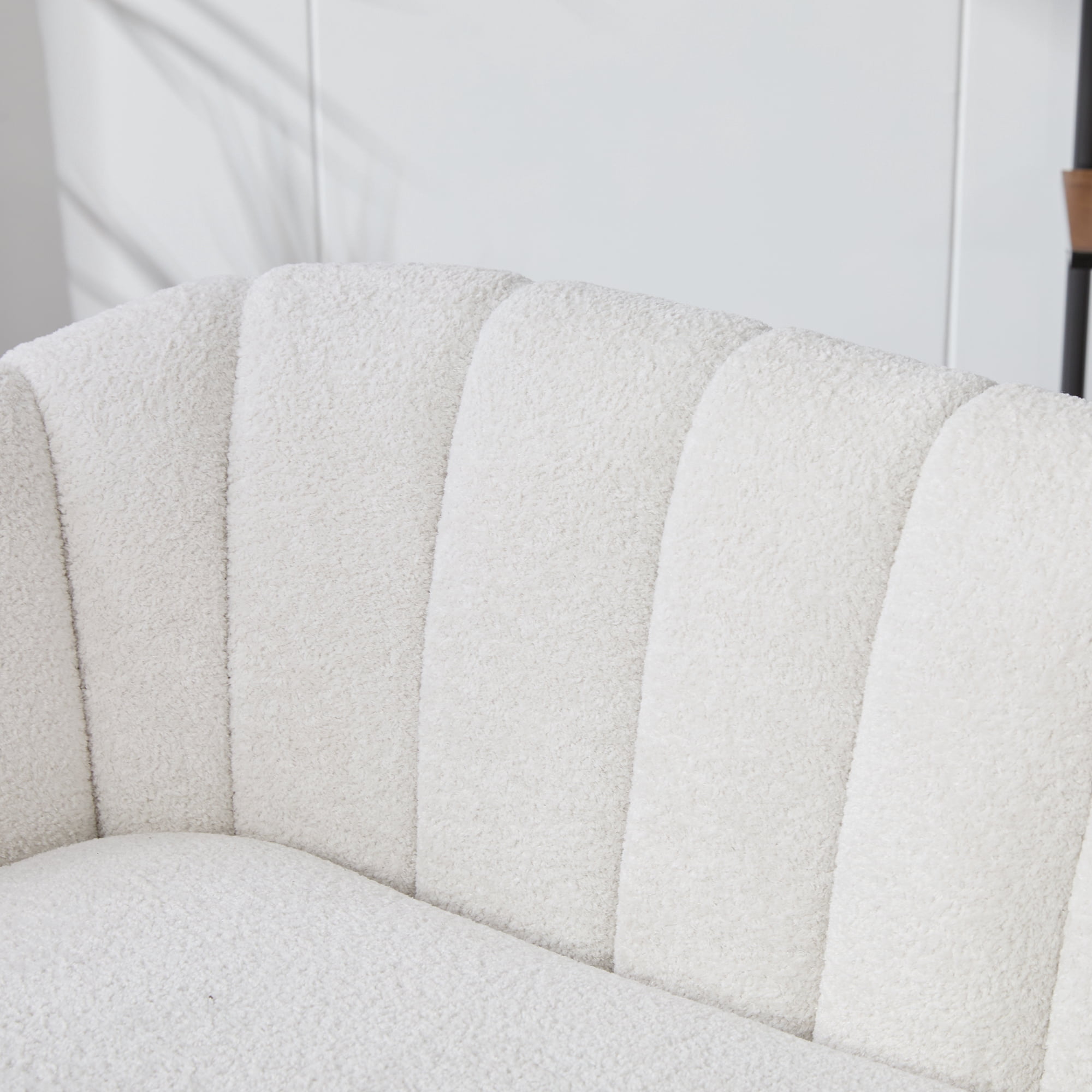 Small Loveseat, 50.2" Wide Upholstered Chenille Accent Couch, Modern Glam Tufted 2-Seater Sofa for Small Spaces, Studio Apartment, Dorm, Office, Living Room, Bedroom, with Metal Legs, Ivory
