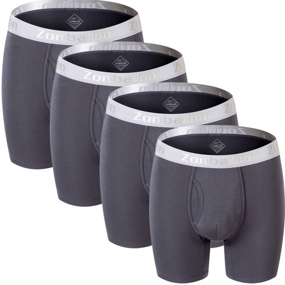 ZONBAILON Boxeurs pour Hommes avec Poche Lot de 4 sous-Vêtements Confortables sous-Vêtements de Sport pour Hommes Gris Foncé