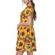 thumbnail image 2 of Easygdp Colorful Bohemian Sunflower para Vestido Transpirable de Mujer, Vestido Suelto de Manga Corta con Pliegues y Bolsillos para el Verano, 2 of 6