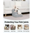 thumbnail image 5 of Dog Stairs for Small Dogs,22" H,5-Step Dog Steps for Bed and Couch with High Density Foam,Non-Slip Pet Steps for Doggy and Cat,Pet Stairs with a Washable Cover,Grey, 5 of 12