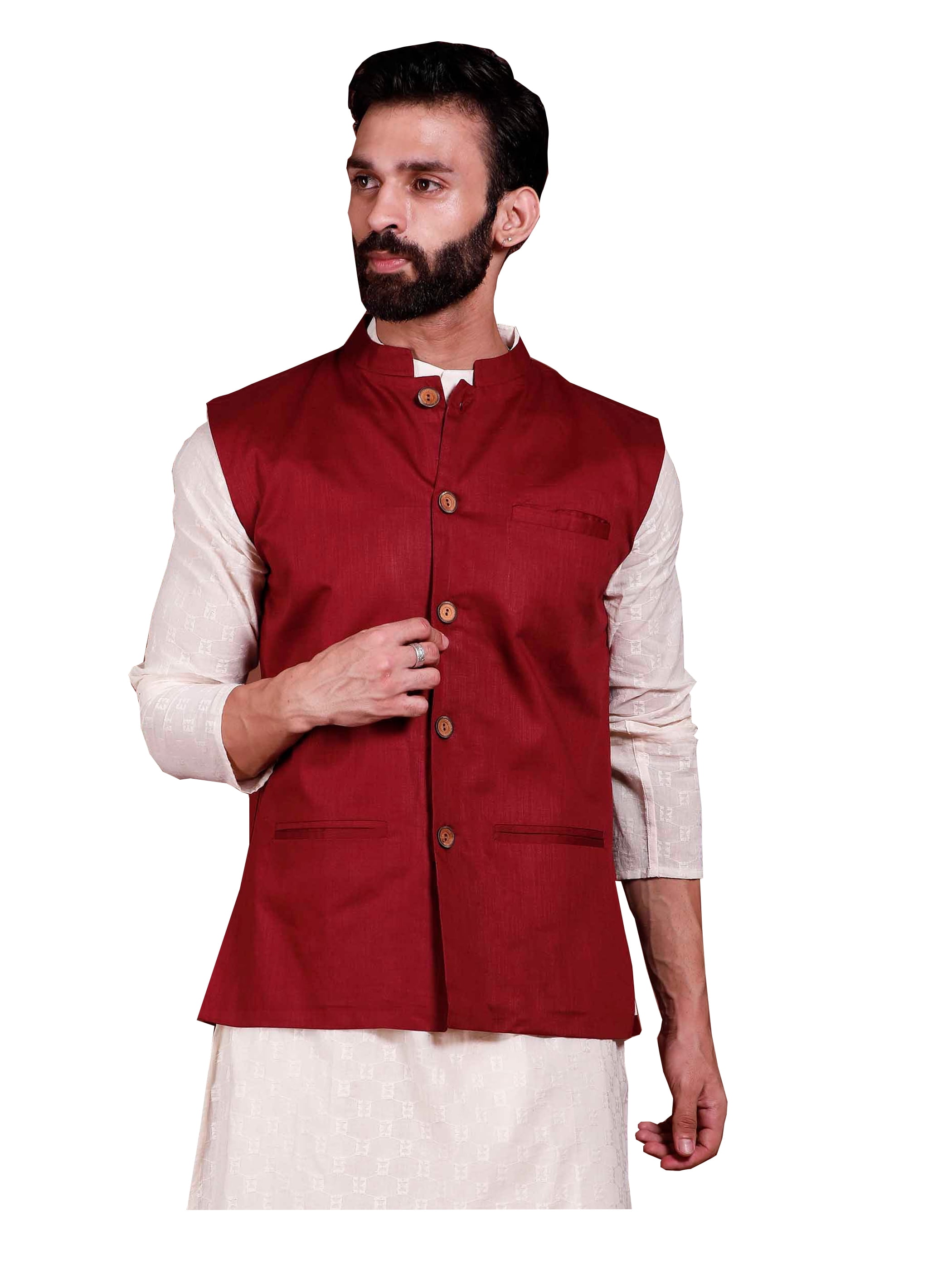 Sequin Kurta for Men in Mocha Pink - Lakhnavi Chikankari Cotton Kurtas