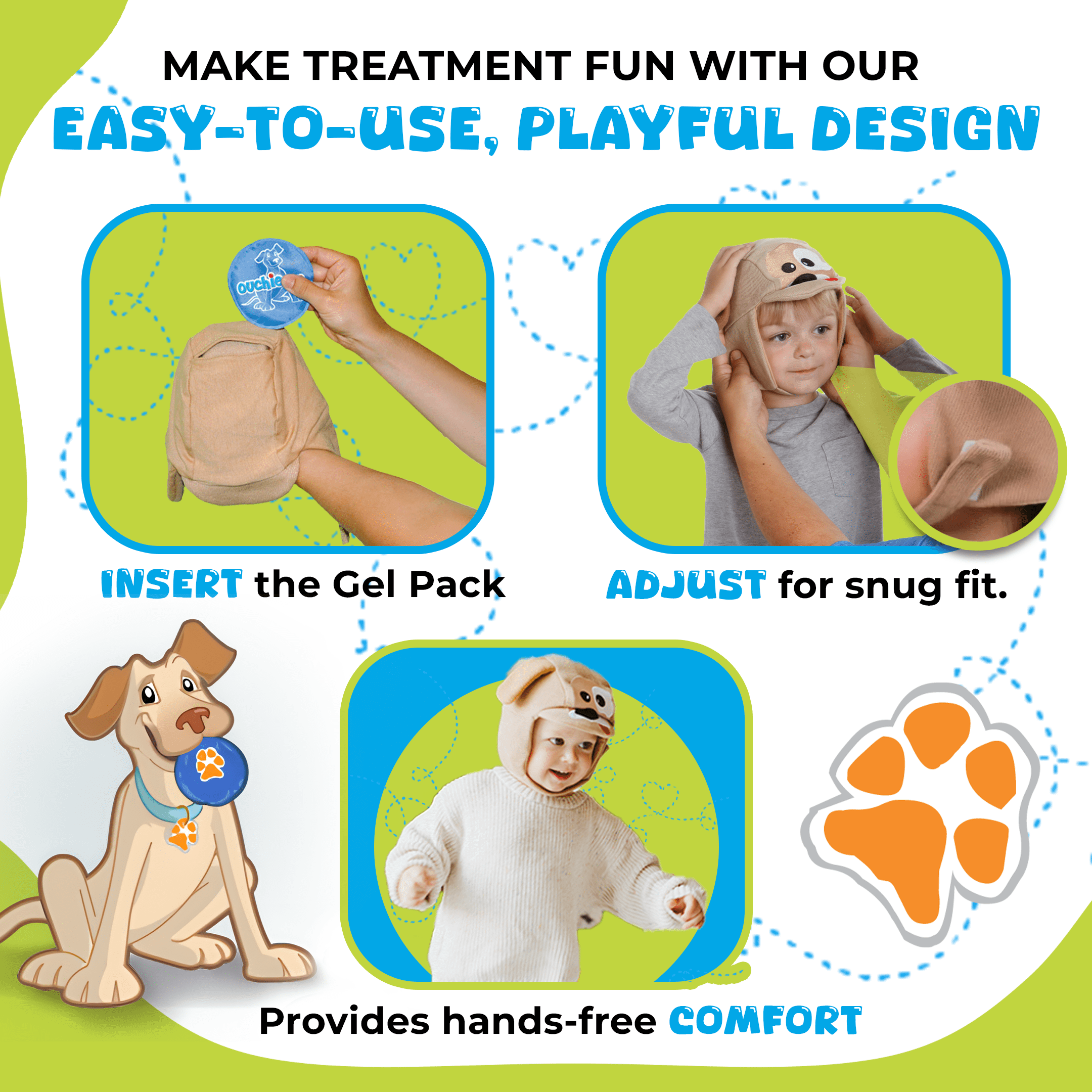 Ouchie Cap Kids Ear Ache Relief Cap, Hot/Cold Therapy