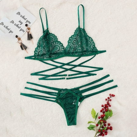 CENL Sexy Women Lace Lingerie Nightwear Underwear G-string Sleepwear Bra Set