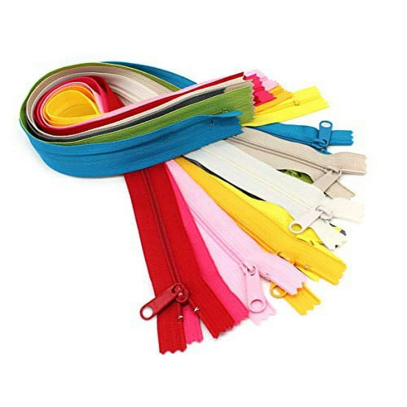 YKK 48" #4.5 Handbag Zippers with Extra-Long Pull Slider (Closed Bottom) Assortment of Colors - 10 Zippers per Pack
