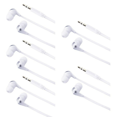 Insten 5x White Earphone Earbuds Headphone For Apple iPod shuffle Video Nano 4 5 6 Touch 5th 4th 3rd 2nd Gen (5-Pack