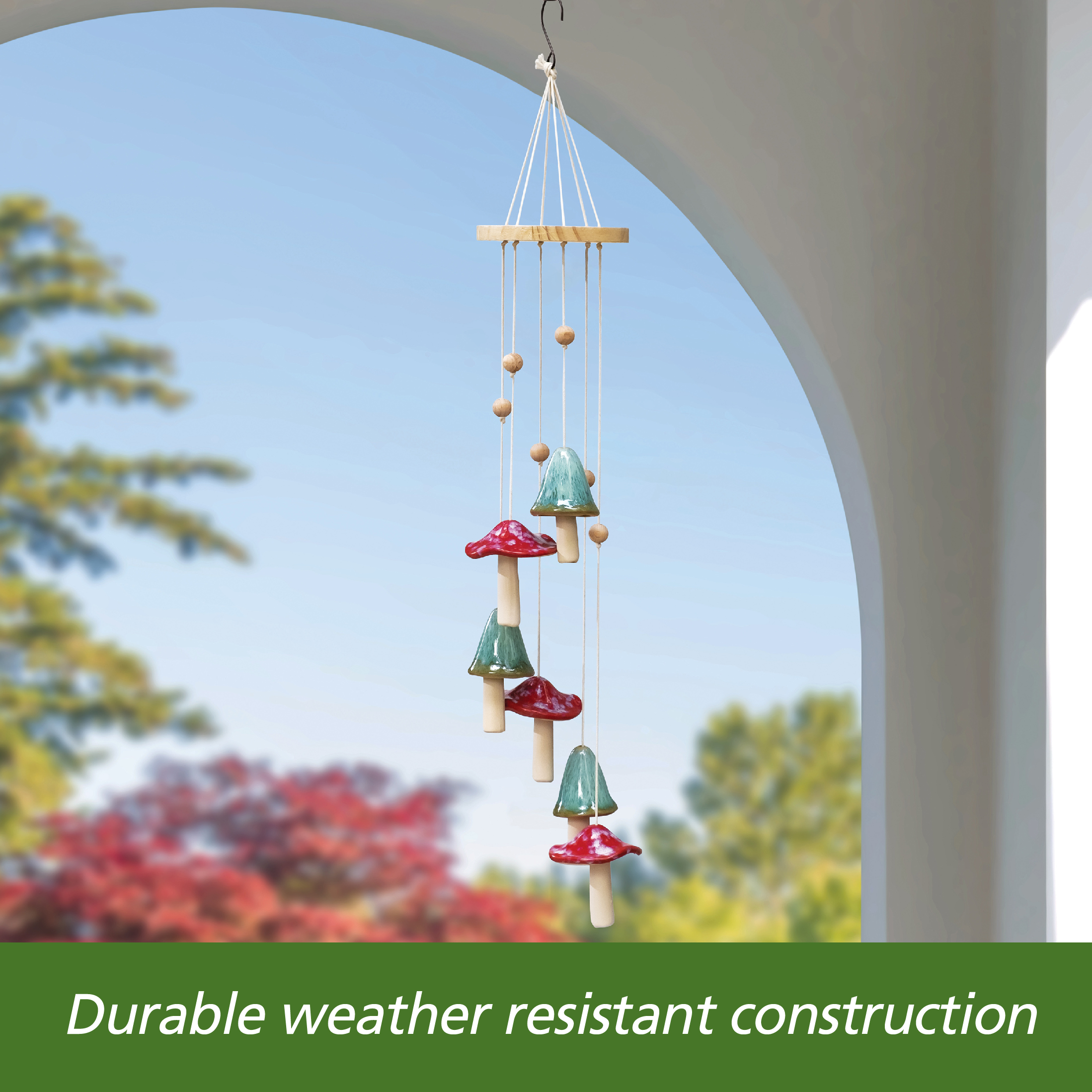Mainstays Weather-Resistant Ceramic Mushroom Outdoor Wind Chime
