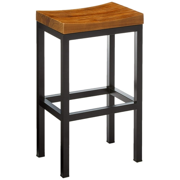 Bare Decor Kitta Metal Barstool with Solid Wood Seat, 27, Black