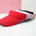 thumbnail image 4 of Plain Visor Sun Hat Sport Cap Adjustable Tennis Cotton Beach Hats for Women Men-Red, 4 of 4