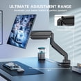 thumbnail image 5 of ARES WING Single Monitor Arm with USB, Heavy Duty Adjustable Monitor Arm for 13"-49" Screens, Gas Spring Monitor Arm Desk Mount with Clamp & Grommet Base Holds up to 40 lb, VESA 75x75 100x100, Black, 5 of 10