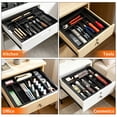 thumbnail image 7 of Expandable Silverware Organizer, Large Utensil Drawer Tray with 2 Knife Holders, 9 Slots, Non-Slip Base, Adjustable 13.2-22"W x 14.5-19"D, Black, 7 of 7