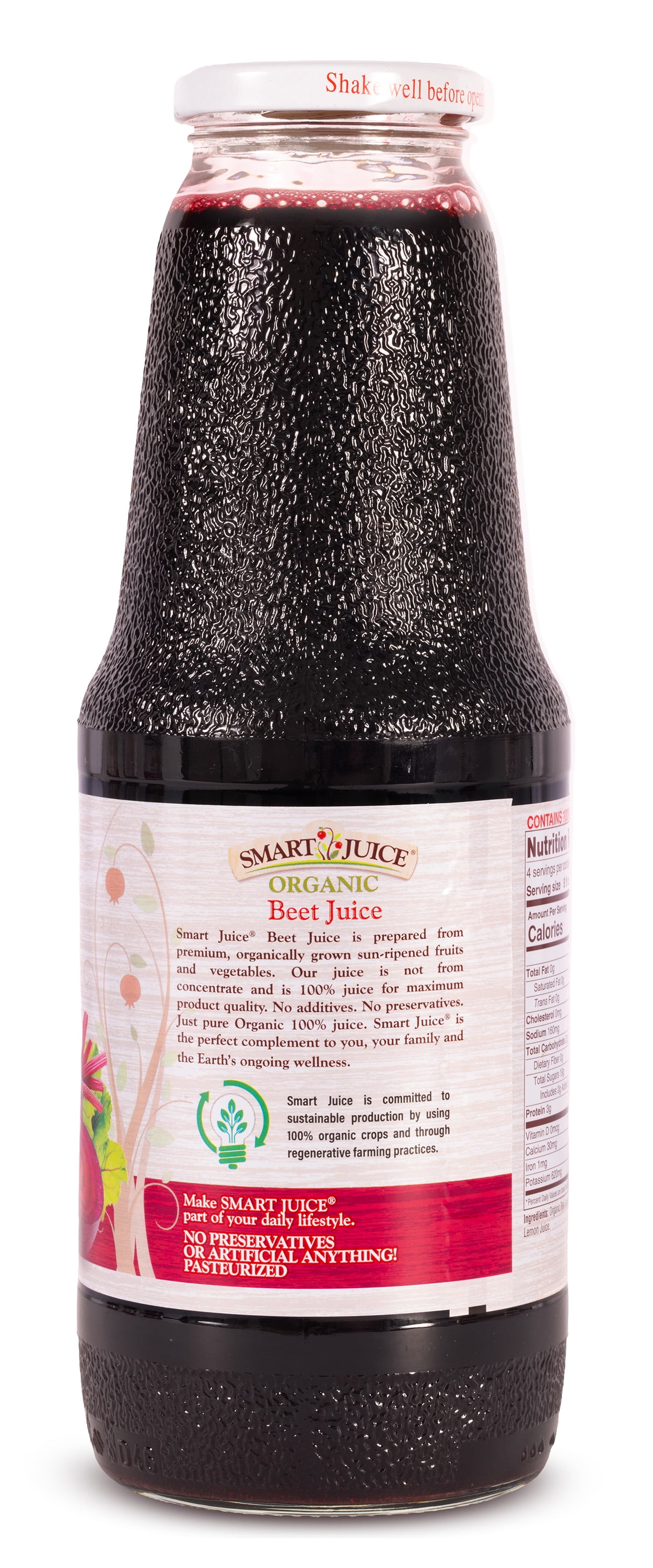 Smart Juice Organic Beet Juice - 33.8 fl oz (1L) - (Pack of 6) 100% Juice Not From Concentrate