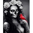 thumbnail image 1 of Pintura de diamantes 5D DIY, bordado de calavera y niña, punto de cruz, mosaico, imagen de diamantes de imitación, regalo de Halloween, 1 of 4