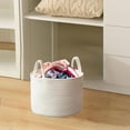 thumbnail image 4 of Leodye 1PCS Cotton Rope Woven Storage Basket Oval Snack Toy Storage Basket with Handles for Home Organizing -9.8×7.8×1.96inch, 4 of 6