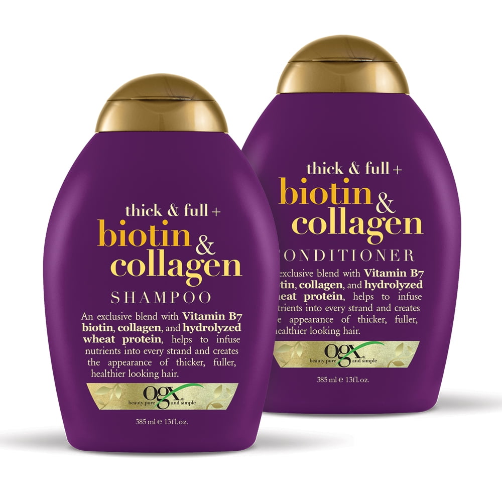 OGX Thick & Full + Biotin & Collagen Shampoo & Conditioner Set 13oz , 2 Ct