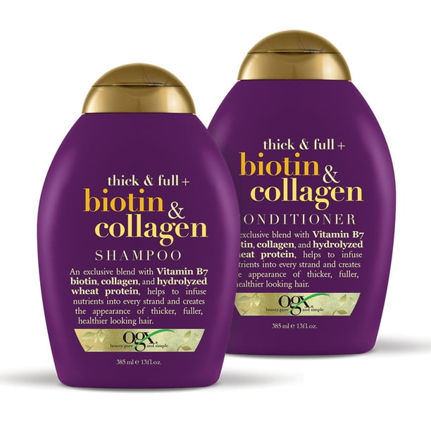 OGX Thick & Full + Biotin & Collagen Shampoo & Conditioner Set 13oz , 2 Ct