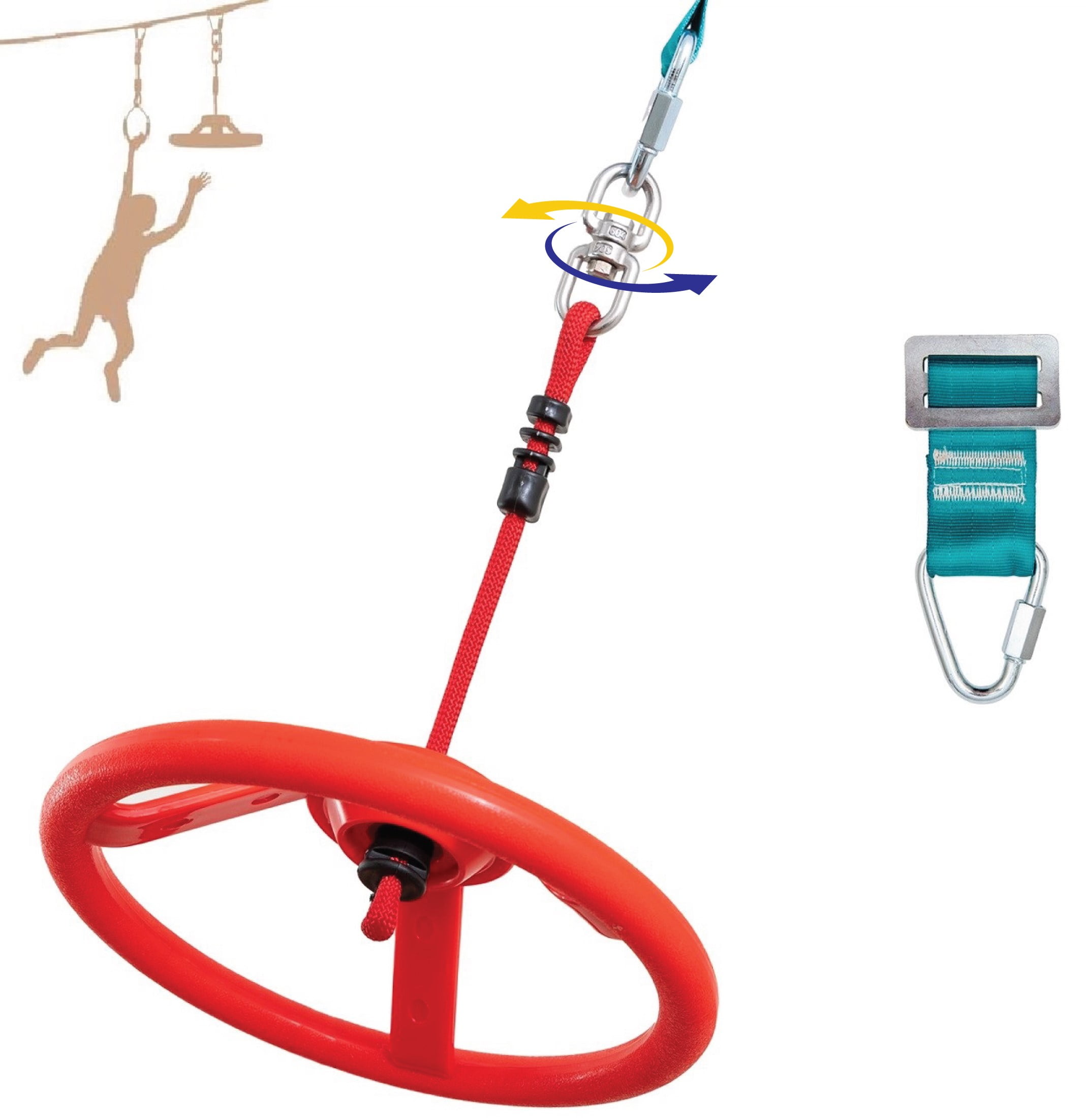 Monkey Wheel Jungle Gym for Playground Backpyard Training 360° Spinning Swing Wheel for Kids ROTAONY Ninja Wheel Obstacle for Kids 