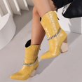 thumbnail image 2 of NECHOLOGY Botas Mujer Adulto Femenino Zapatos Botines de mujer Botas de para mujer, cómodas, retro, , tacón grueso, vaquera occidental, botas de media para niña (Yellow, 9), 2 of 5