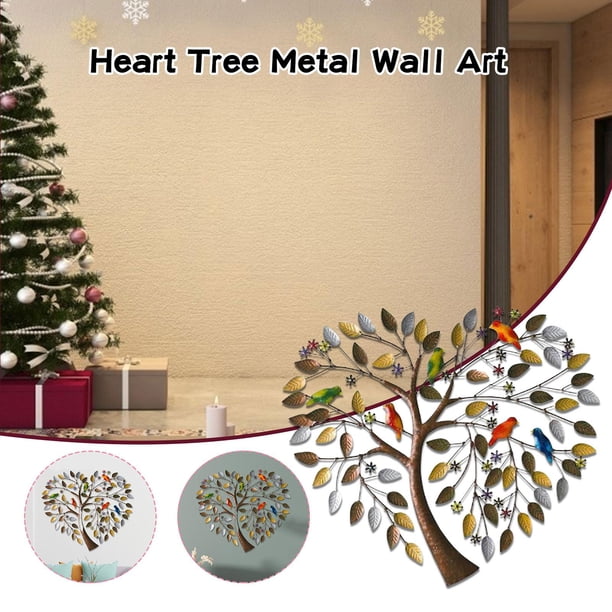 Escultura de pared - Ramas artesanales Pájaro Flores Corazón Árbol genealógico Arte de pared