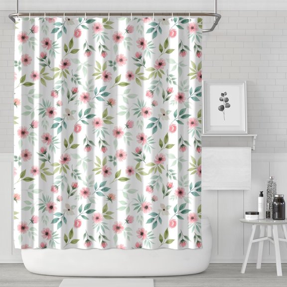 Pioneer Flower Floral Print Pattern Shower Curtain 84”x72", Bathroom Decorative Shower Curtain Set with 12 Hooks, Waterproof Washable