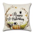 thumbnail image 3 of Juego de 4 fundas de almohada para decoración de Halloween, 18.0 x 18.0 in, decoración de Halloween, liquidación de truco o trato, granja, calabaza, murciélago, funda de almohada para sofá, sala de es, 3 of 5