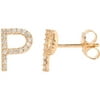 18kt Gold-Plated Sterling Silver P Initial Stud Earrings made with Swarovski Elements