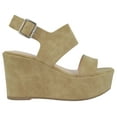 thumbnail image 2 of Soda Women High Heels Wedges Anke Strap open Peep Toe Hidden Platform SAILOR-S Beige Nude Camel 5.5, 2 of 3
