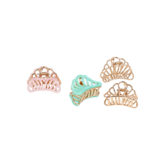 Time and Tru Women's Mixed Metal Shell Claw Clip Set, 4-Piece
