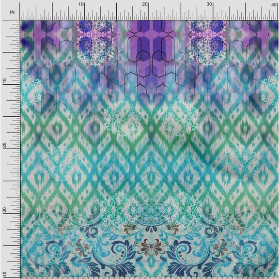 Soimoi Cotton Voile Fabric Ikat Panel Print Sewing Fabric Yard 42 Inch Wide