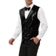thumbnail image 4 of INSPIRE CHIC Chaleco de lentejuelas brillantes para hombres, conjunto de traje con corbata de moño, M Negro, 4 of 6