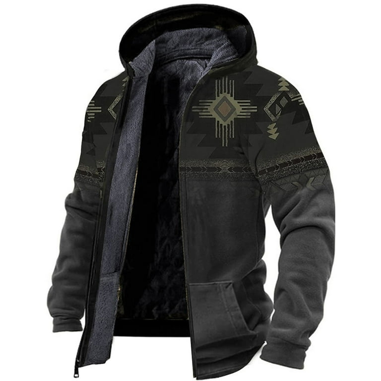 Men's Hooded Sweatshirt Long Sleeve Zipper Printing Warm