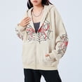 thumbnail image 4 of Douhoow Women Halloween Hooded Coat Long Sleeve Spider Web Print Sweatshirt Hoodie Jacket, 4 of 9