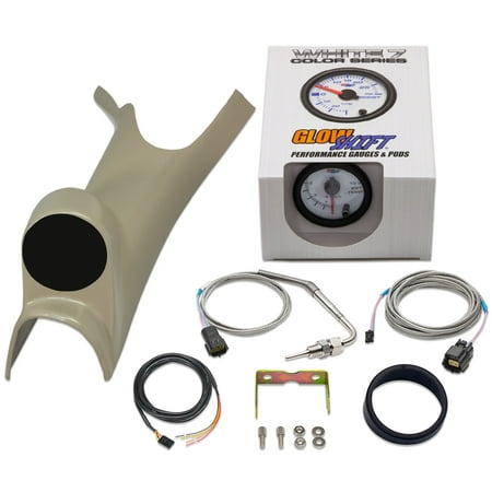 GlowShift 2003-2009 Dodge Ram Cummins Taupe Single Gauge Package with White 7 Color 1500� F Exhaust Gas Temperature Gauge