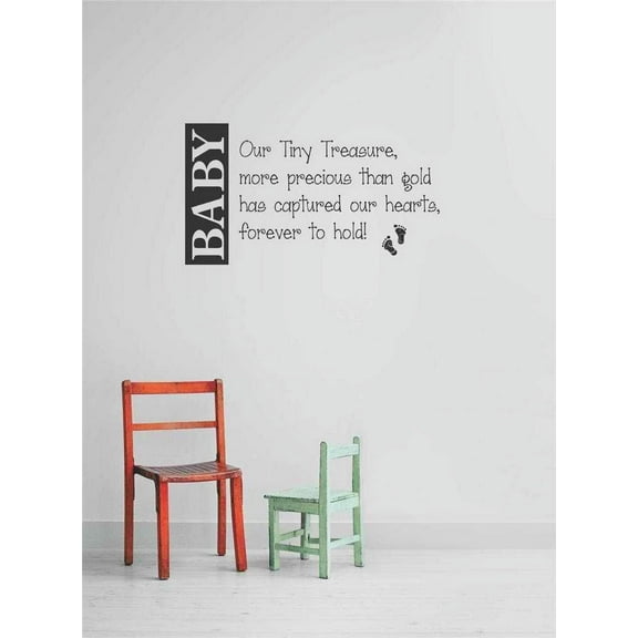Vinyl Wall Quote Decals for Home - Our Tiny Treasure, More Precious Than Gold Stylish Wall Sticker for Easy Home Decoration - Size: 10 In x 20 In
