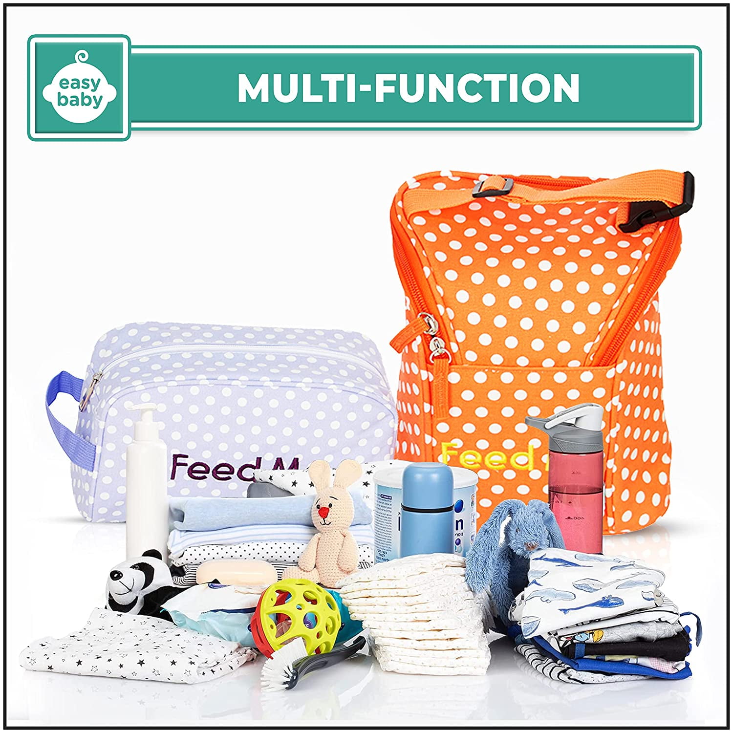 Easy Baby Travelers Diaper Bag Packing Organizers, Cubes & Folders for Baby Items, 8 Pack, Laguna Multicolor