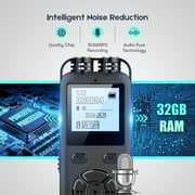 RONY Digital One-Click Voice Activated Recorder - Portable Recording Device with Hifi Dual Mic Noise Reduction Chip - 32GB Dictaphone with Long Battery Life USB Cable Included