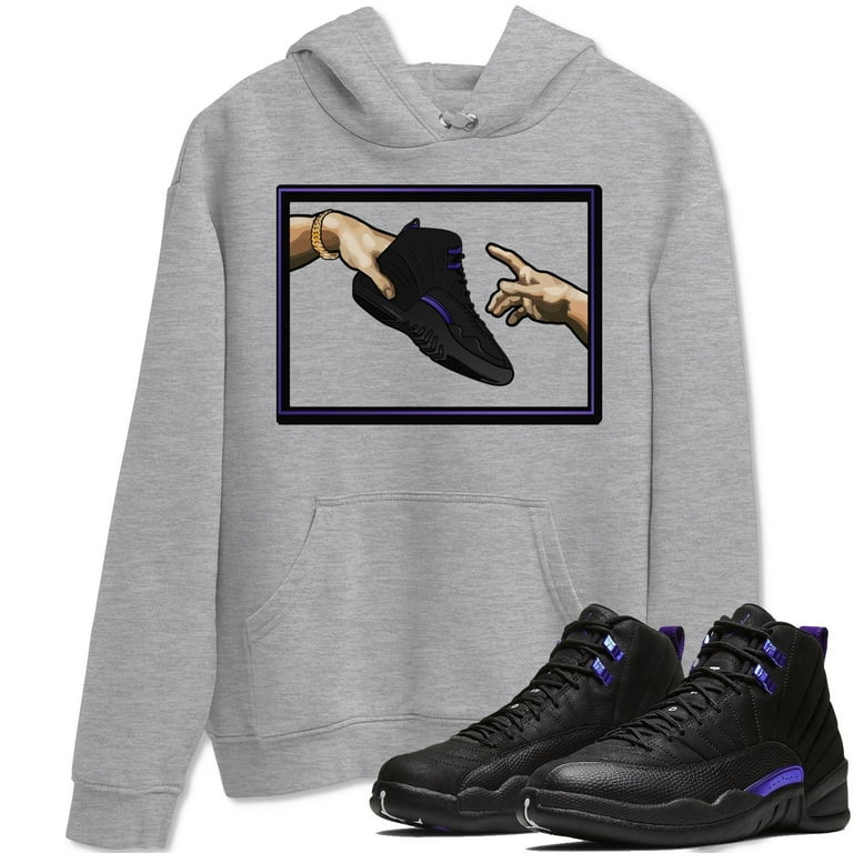 Adam s Creation Hoodie Jordan 12 Dark Concord Sneakers Match Outfit AJ12 Top Heather Grey Large