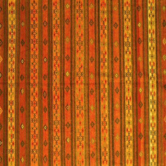 Ahgly Company Indoor Square Oriental Yellow Traditional Area Rugs, 7' Square