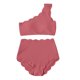 thumbnail image 4 of Traje de Baño de Mujer con Pantalones Cortos de un Hombro de Cintura Alta de Dos Piezas, Traje de Baño de Torso Largo con Doblado Ondulado Y Sujetador Acolchado Extraíble, Desgaste de Vacaciones de P, 4 of 8