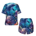 thumbnail image 5 of Lsque Underwater Turtle Dolphin Octopus Women's Short-Sleeved Pajama Set - 2 Piece Soft and Lightweight Sleepwear Set-Large, 5 of 9
