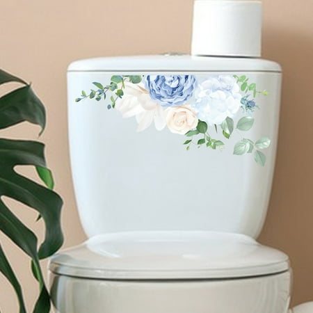 Stickers Cute Animals Toddler Stickers Ages 2-4 Light Blue Flower Toilet Cover Green Toilet Sticker Bathroom Self Decorative Wall Sticker Light Blue Flower Decorative Sticker