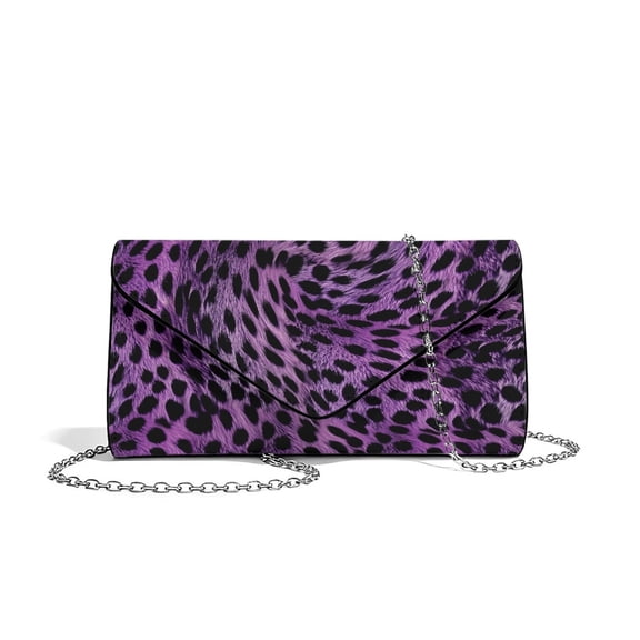 FOR U DESIGNS Leopard Purple Clutch Purses for Women Waterproof Wedding Bag PU Leather Evening Bag Formal Party Clutches with Detachable Chain
