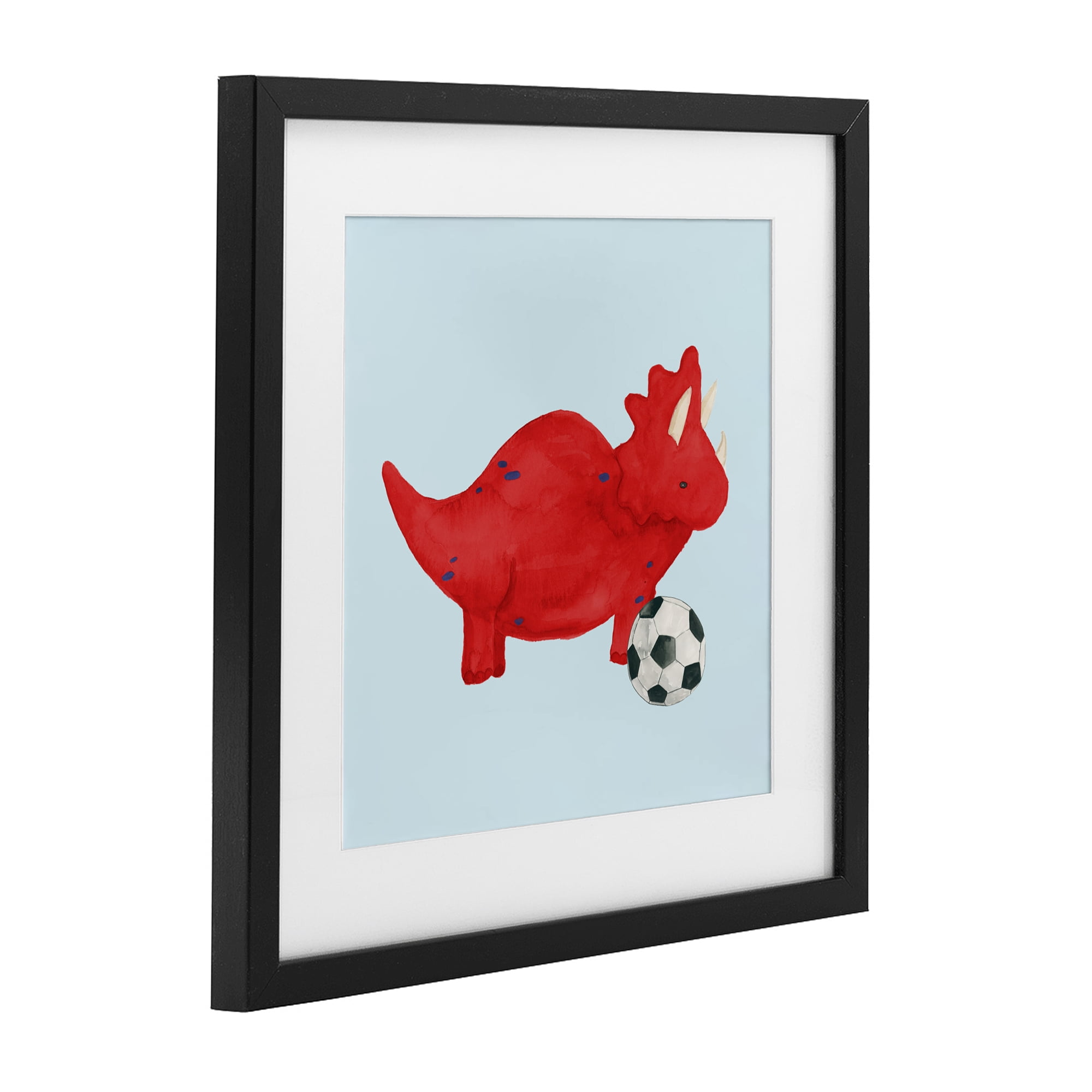 Stupell Industries Baby Dino with Ball Black Framed Print Under Glass, design by Lucille Price