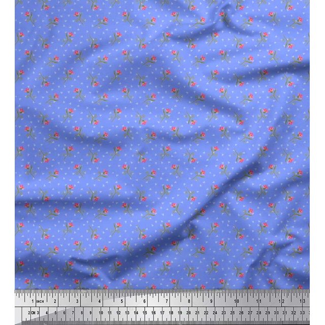 Soimoi Poly Georgette Fabric Swirl,Triangle & Floral Artistic Fabric Prints by Yard 42 Inch Wide