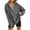 #064 Gray, variant on Women's Quarter Snap Button Front Crew Neck Hoodie, Ribbed Knitted Pullover Sweatshirt, Green,XL